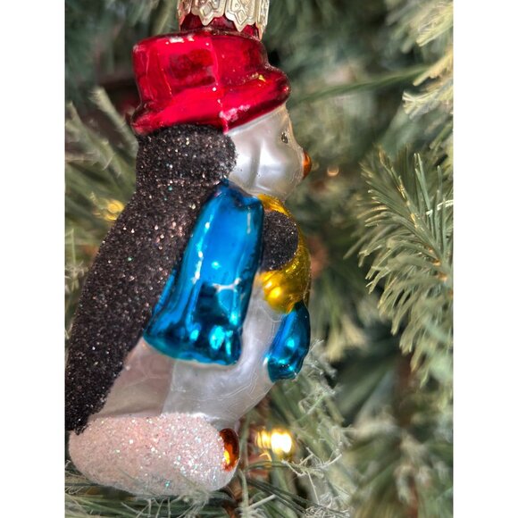 Vintage Thomas Pacconi Hand Blown Glass Penguin Ornament - Glittered Design With - Picture 4 of 6